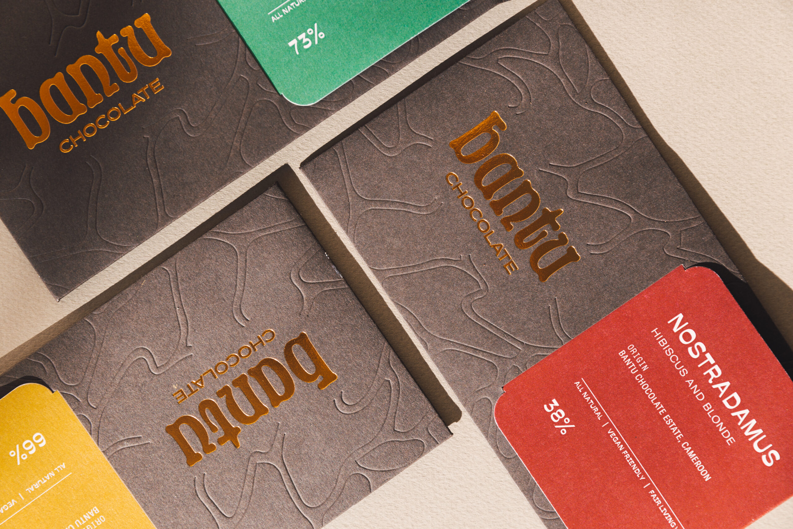 collection of Bantu Chocolate labels