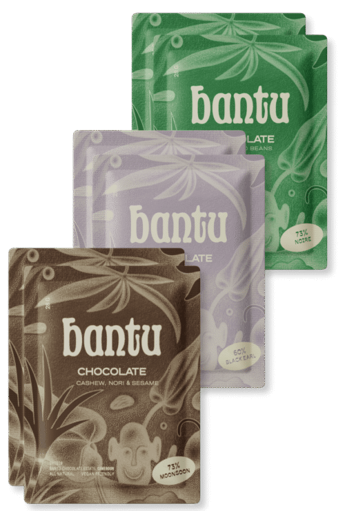 Bantu Chocolate Karnak Solstice energy nd libido boosting chocolate collection with Earl Grey bergamot, cashew butter and pure dark chocolate mini bars